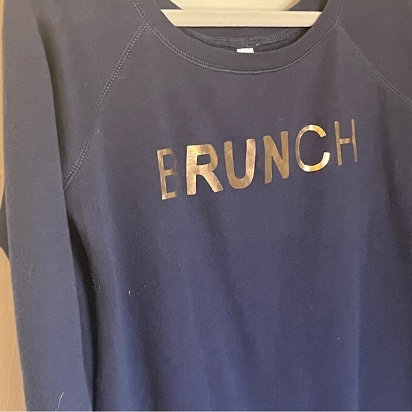 Sarah Marie Running Brunch Wide Neckline Sweatshirt Navy Blue Gold Small - Picture 3 of 8
